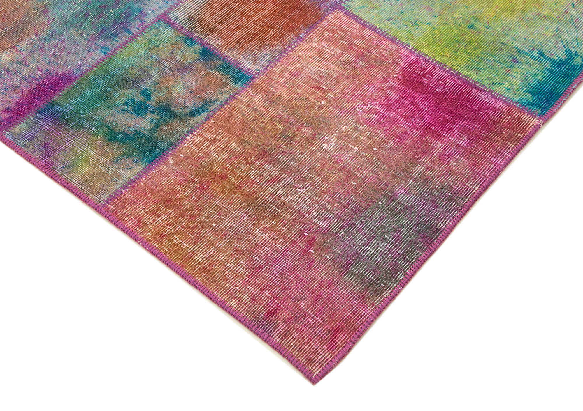 Handmade Wool Area Rug - Kirk Yama Grey Patchwork Cotton Wool Rug 6'6''x9'10''