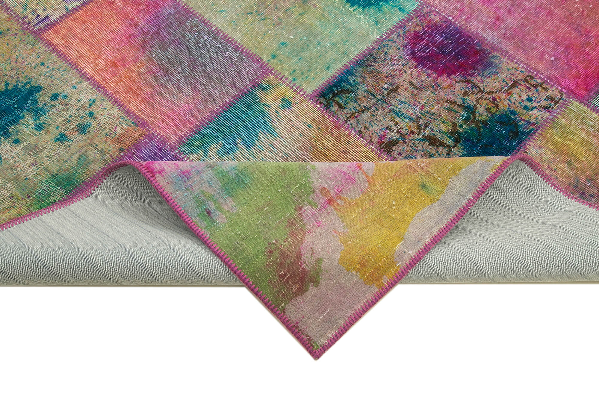 Handmade Patchwork Rug - Kirk Yama Grey Cotton Wool 6'6''x9'10'' Durable Area Rug