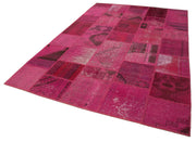 Handmade Patchwork Rug – Pink Patchwork Carpet Cotton Wool Rug 6'6''x9'11''