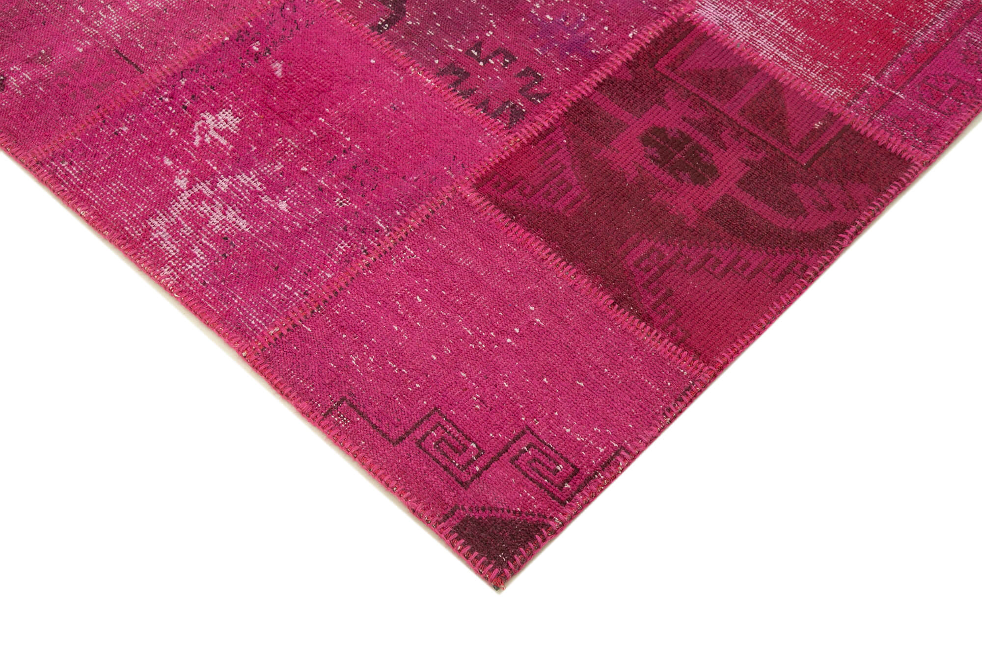 Handmade Patchwork Rug – Pink Patchwork Carpet Cotton Wool Rug 6'6''x9'11''