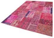 Handmade Patchwork Rug - Kirk Yama Pink Cotton Wool Area Rug 6'6''x9'8''