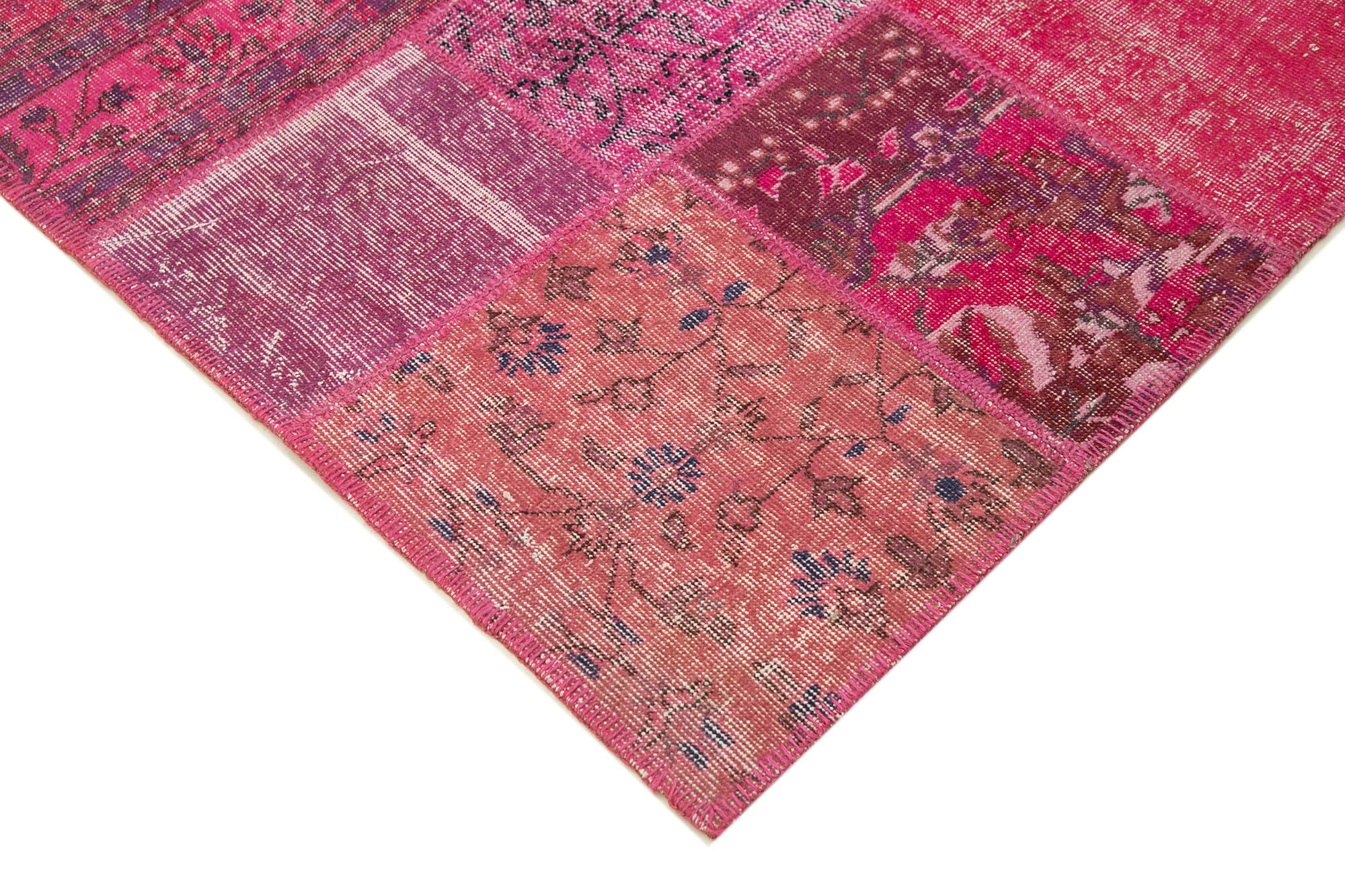 Handmade Patchwork Rug - Kirk Yama Pink Cotton Wool Area Rug 6'6''x9'8''