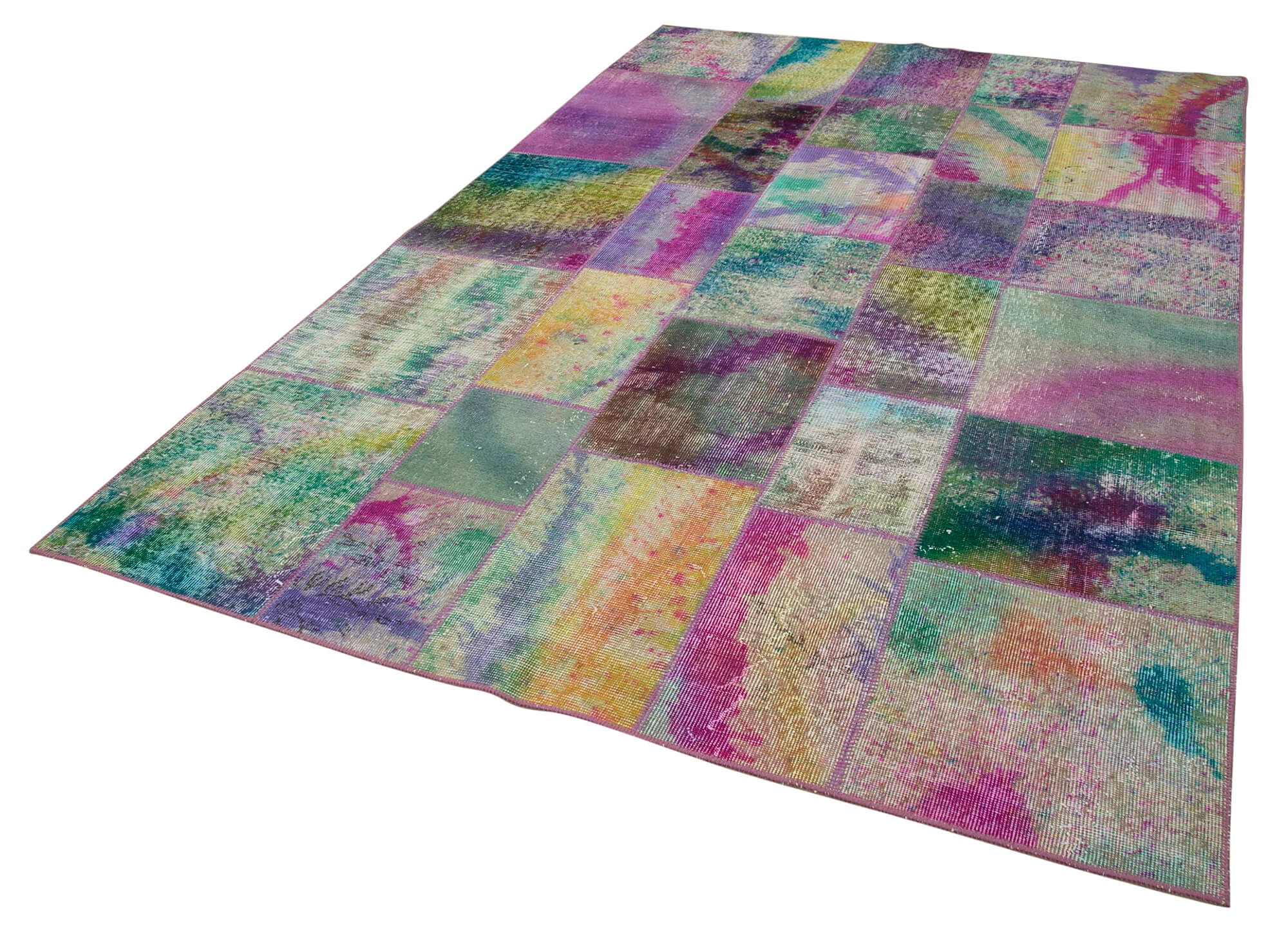 Handmade Patchwork Area Rug – Grey Patchwork Rug Cotton Wool Carpet 6'6''x9'10''