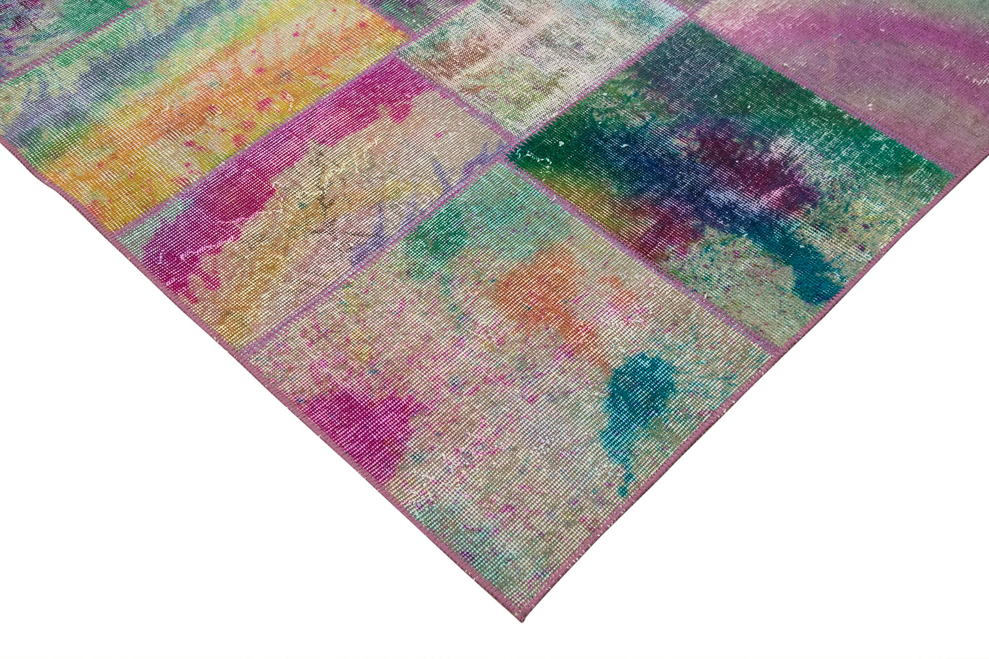 Handmade Patchwork Area Rug – Grey Patchwork Rug Cotton Wool Carpet 6'6''x9'10''