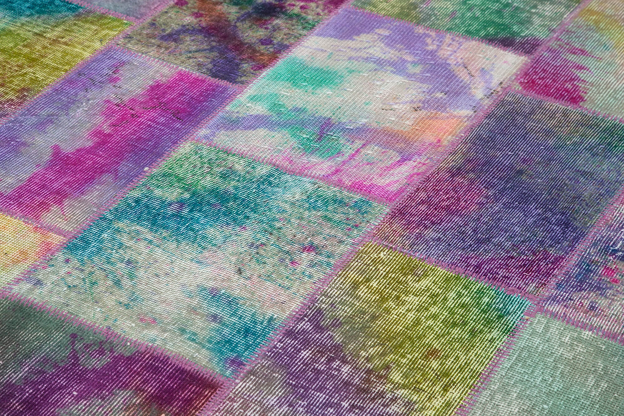Handmade Patchwork Area Rug – Grey Patchwork Rug Cotton Wool Carpet 6'6''x9'10''