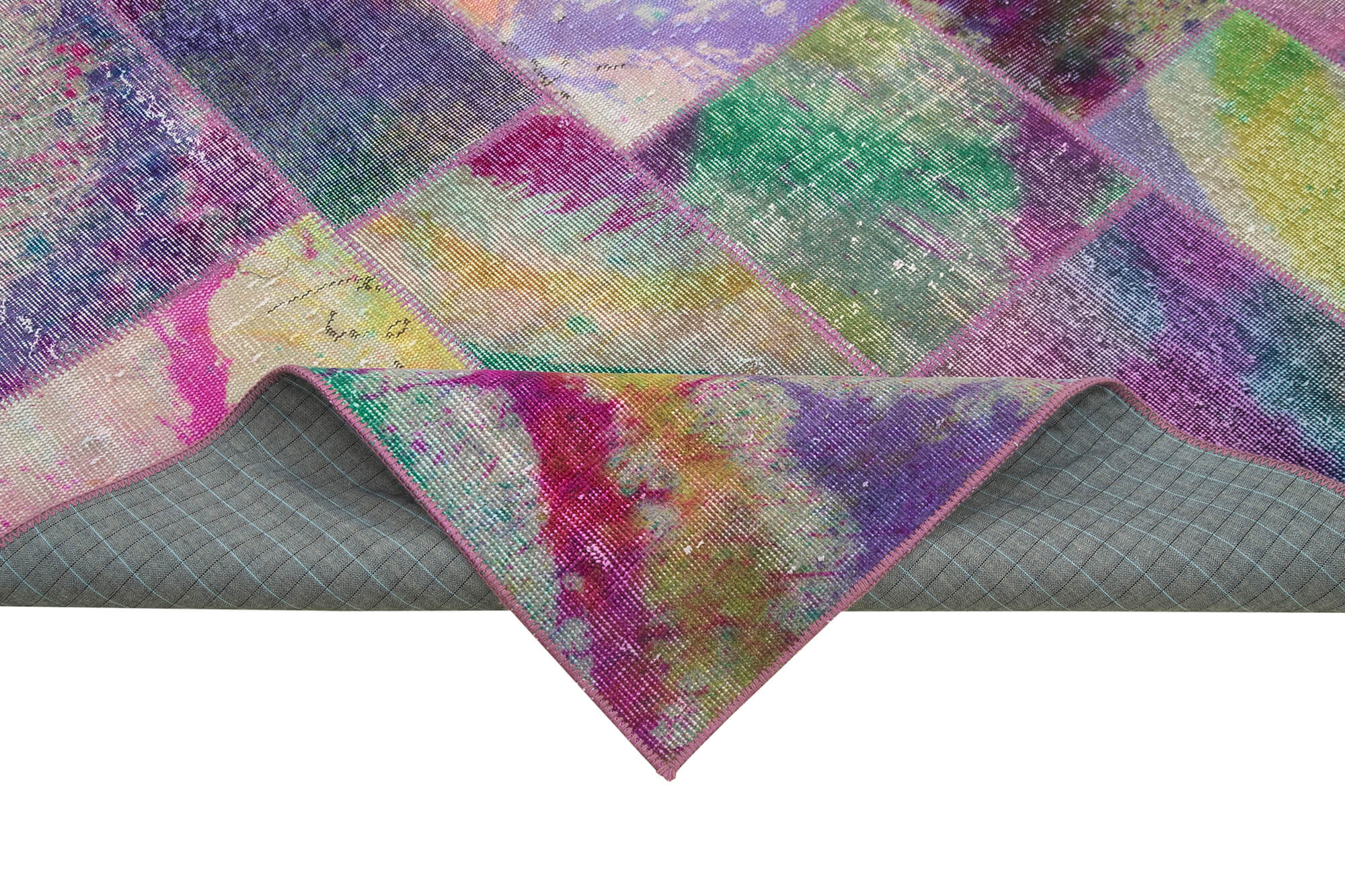 Handmade Patchwork Area Rug – Grey Patchwork Rug Cotton Wool Carpet 6'6''x9'10''