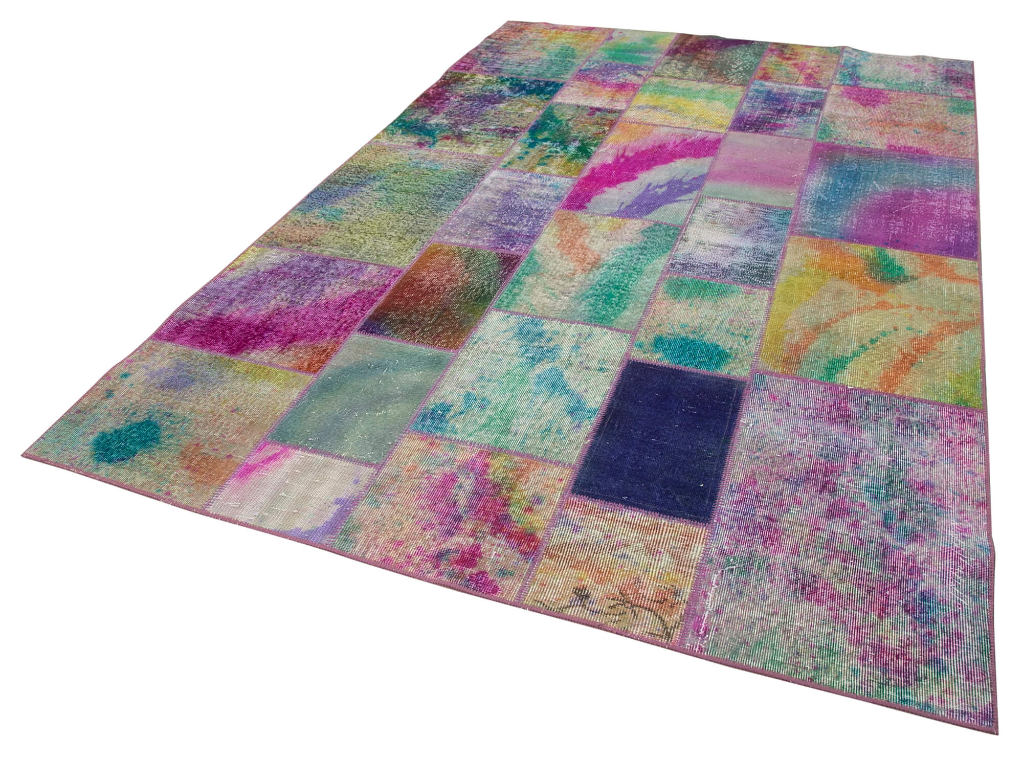 Handmade Patchwork Area Rug - Kirk Yama Grey Cotton Wool Rug 6'5''x9'10''