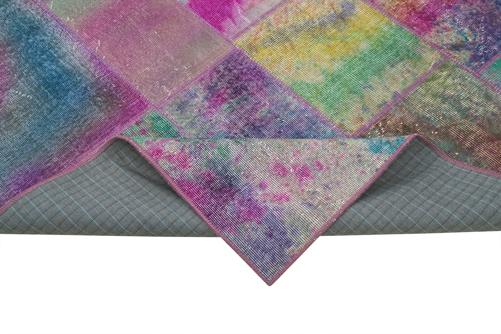 Handmade Patchwork Area Rug - Kirk Yama Grey Cotton Wool Rug 6'5''x9'10''