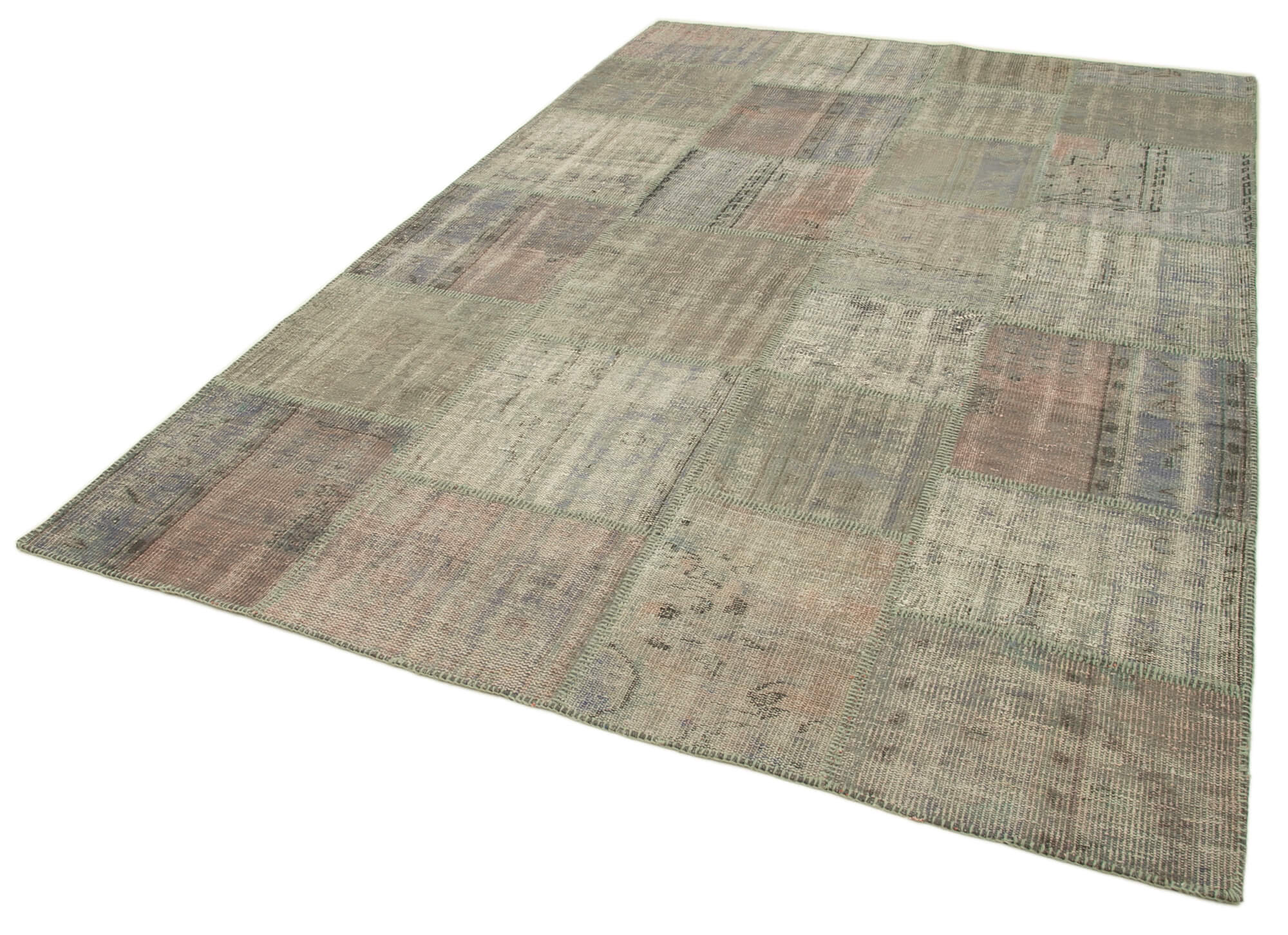Handmade Patchwork Rug - Kirk Yama Grey Cotton Wool Area Rug 6'6''x9'11''