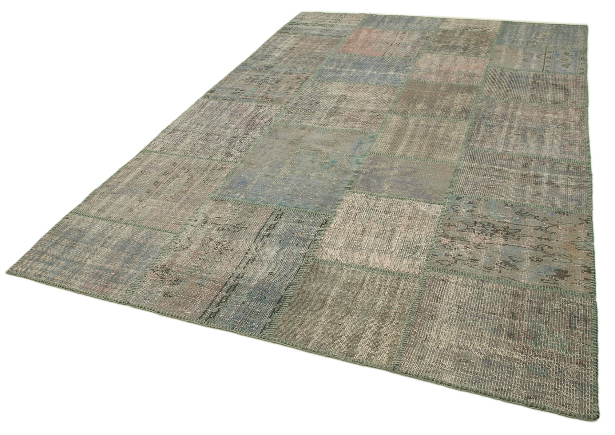 Handmade Patchwork Rug - Kirk Yama Grey Cotton Wool Area Rug 6'7''x9'11''