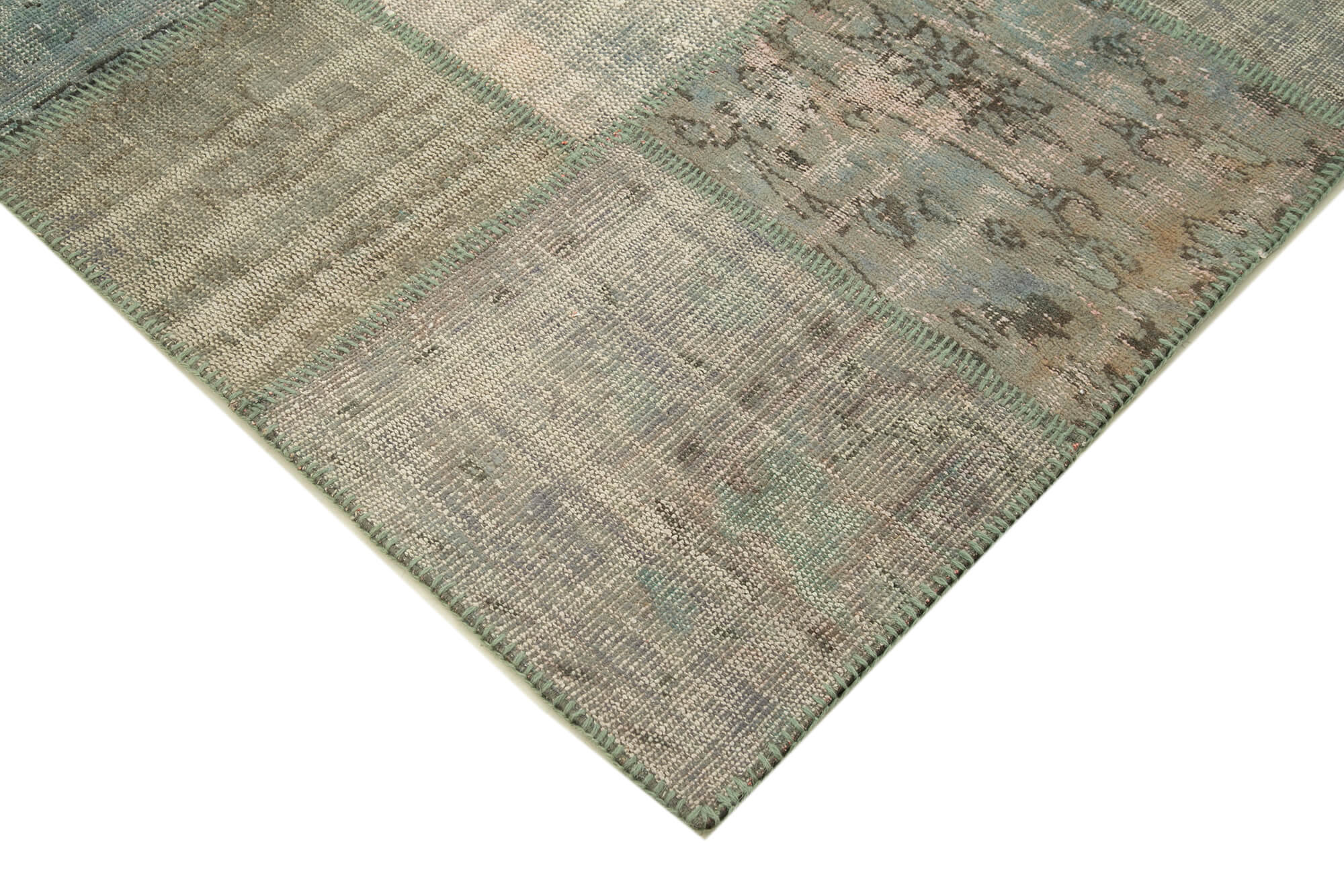 Handmade Patchwork Rug - Kirk Yama Grey Cotton Wool Area Rug 6'7''x9'11''