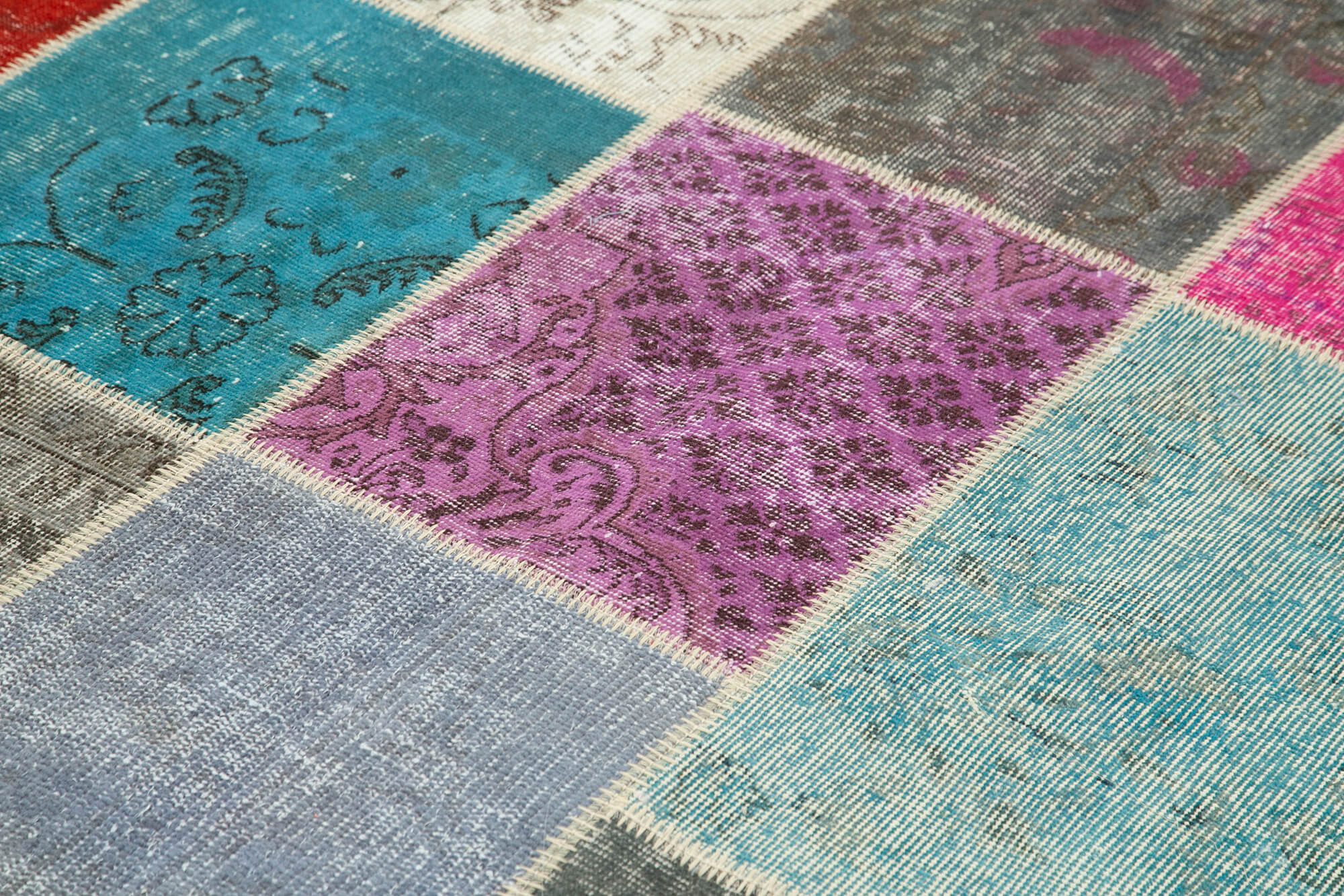 Handmade Area Rug – Kirk Yama Patchwork Cotton Wool 6'9''x9'10'' Vintage Turkish Carpet