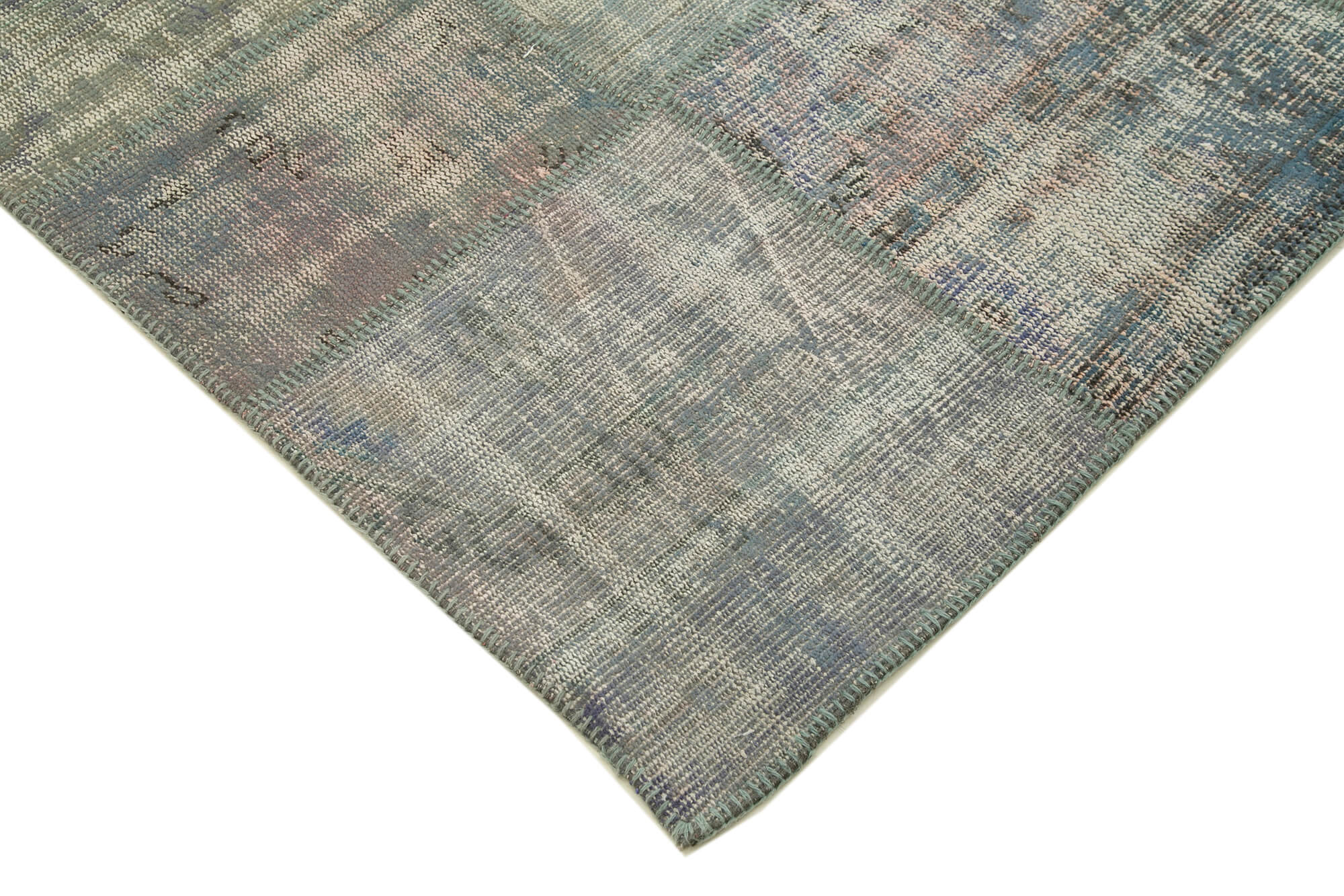 Handmade Area Rug – Turkish Patchwork Grey Wool Cotton Carpet 6'8"x10' by Agacan