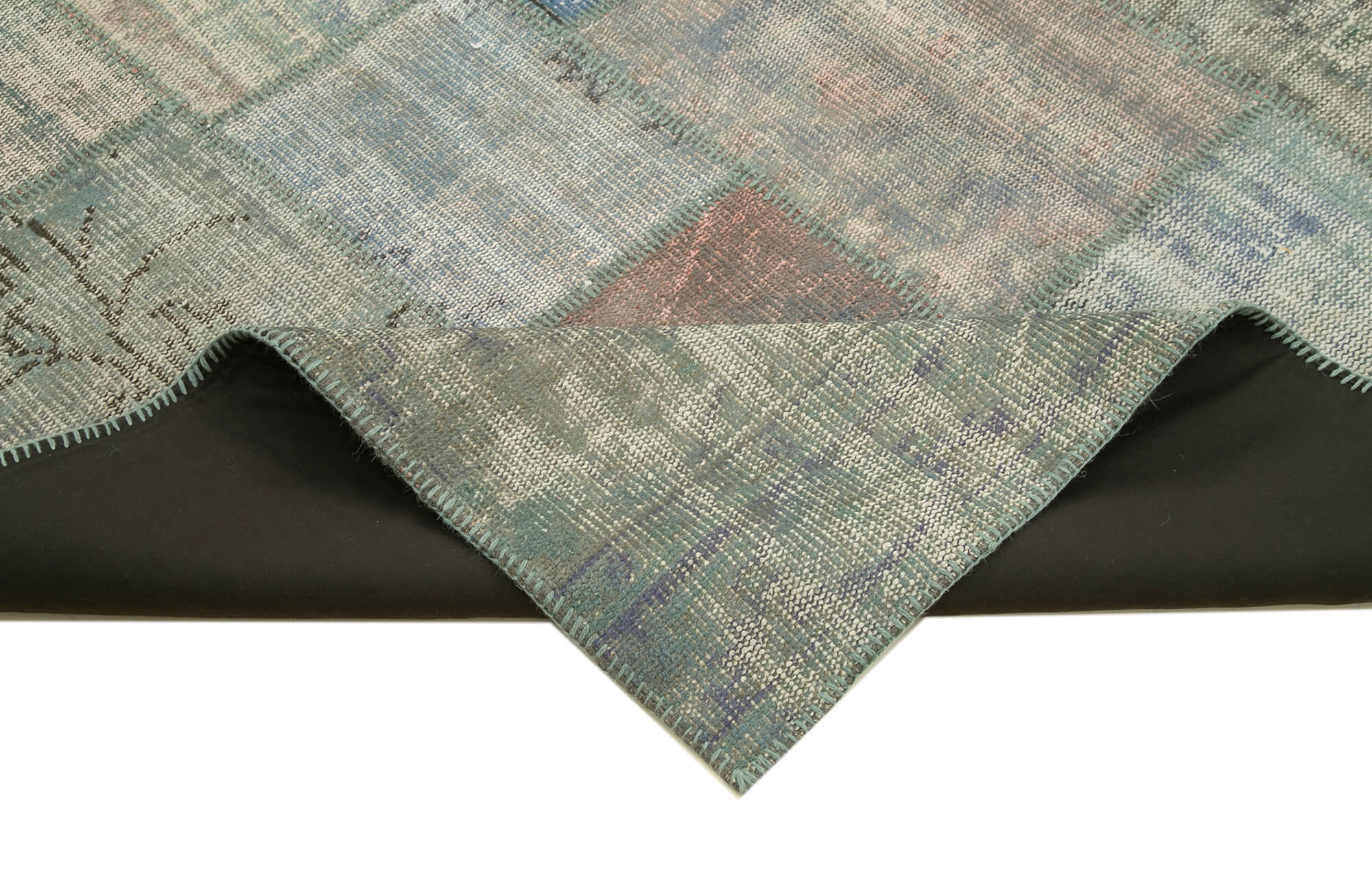 Handmade Area Rug – Turkish Patchwork Grey Wool Cotton Carpet 6'8"x10' by Agacan