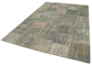 Handmade Area Rug - Kirk Yama Grey Patchwork Cotton Wool Carpet 6'6''x9'9''