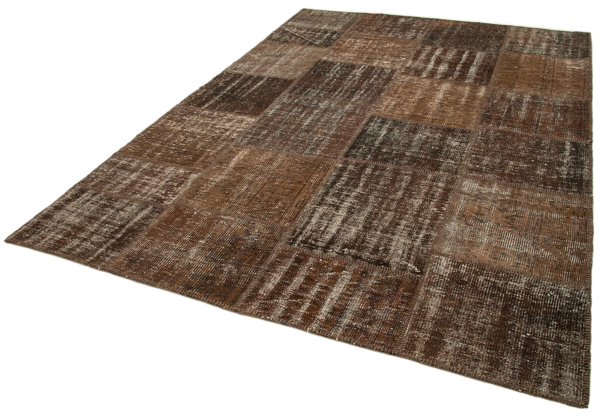 Handmade Area Rug – Kirk Yama Brown Patchwork Cotton Wool 6'11''x9'10''