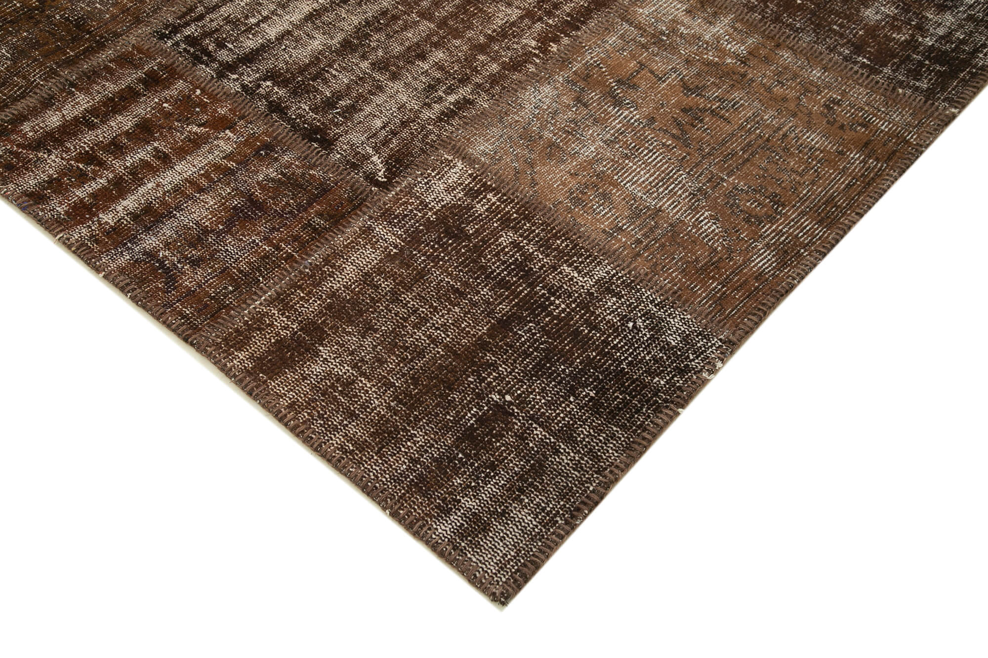 Handmade Area Rug – Kirk Yama Brown Patchwork Cotton Wool 6'11''x9'10''