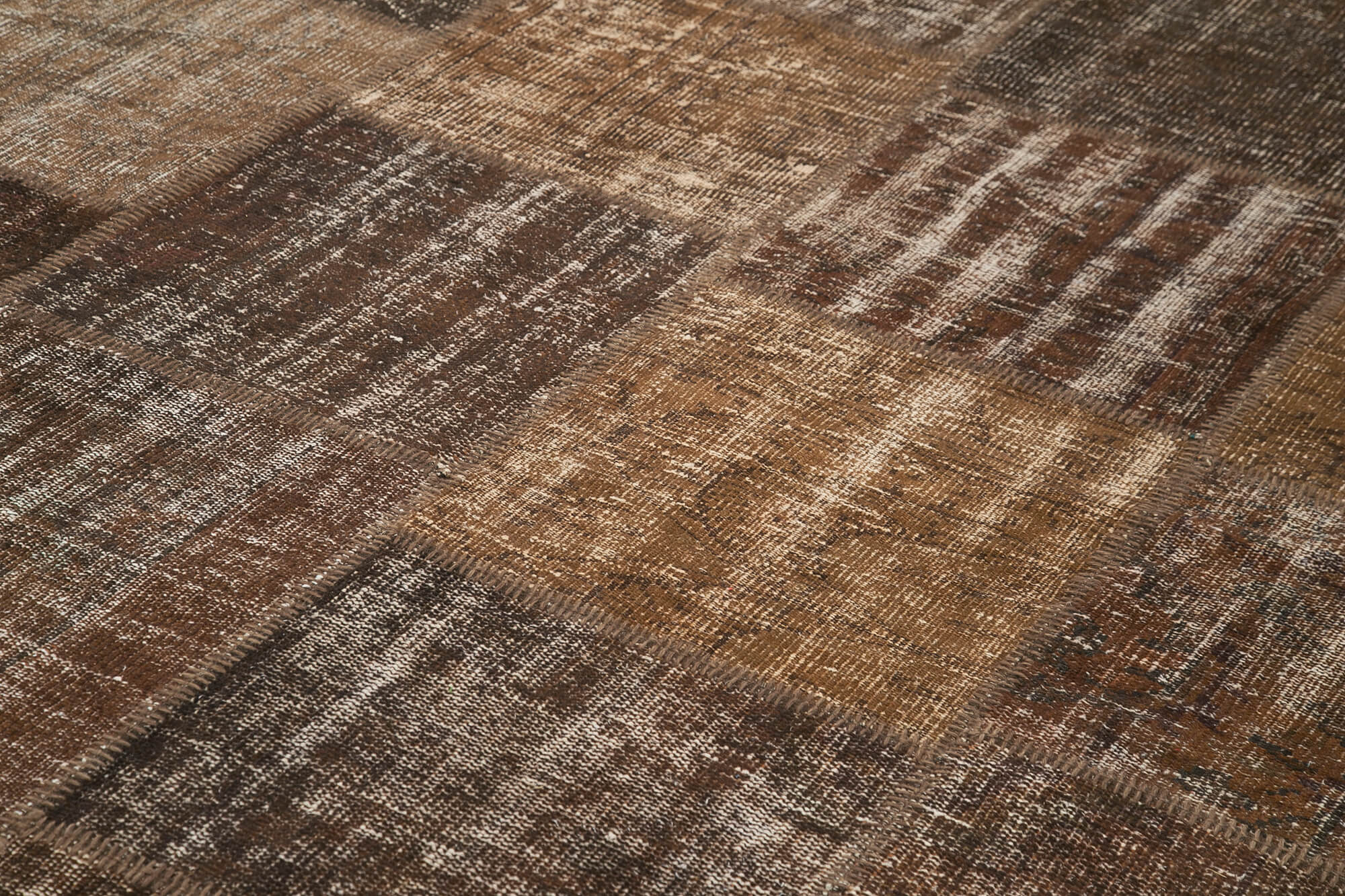 Handmade Area Rug – Kirk Yama Brown Patchwork Cotton Wool 6'11''x9'10''