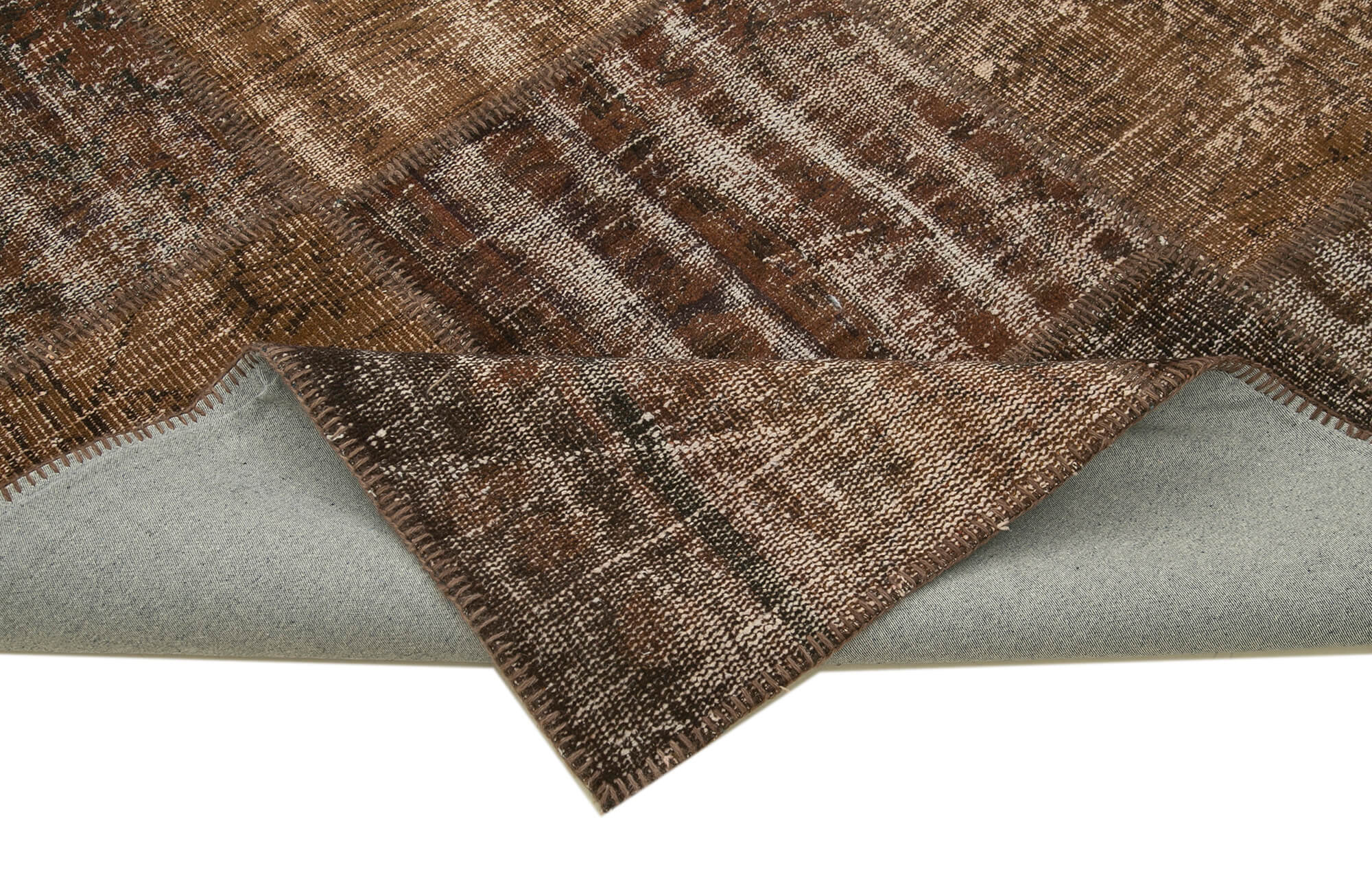Handmade Area Rug – Kirk Yama Brown Patchwork Cotton Wool 6'11''x9'10''