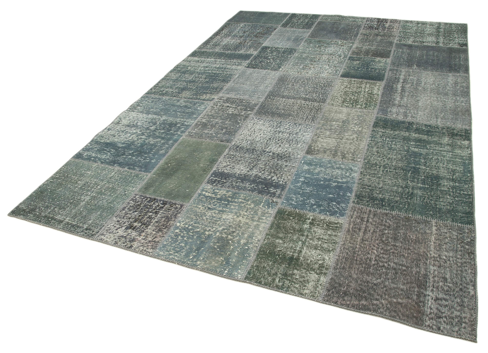 Handmade Patchwork Rug - Kirk Yama Grey Cotton Wool Area Rug 6'7''x9'10''