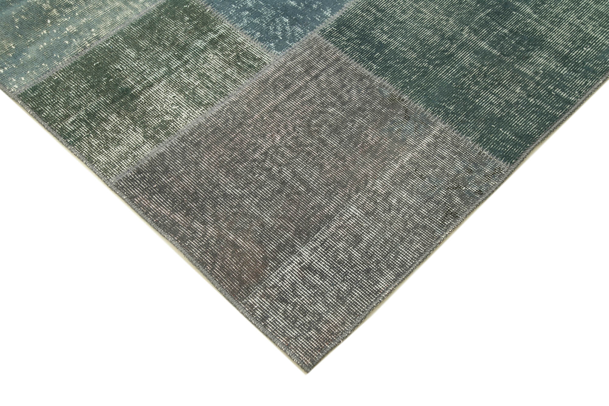 Handmade Patchwork Rug - Kirk Yama Grey Cotton Wool Area Rug 6'7''x9'10''