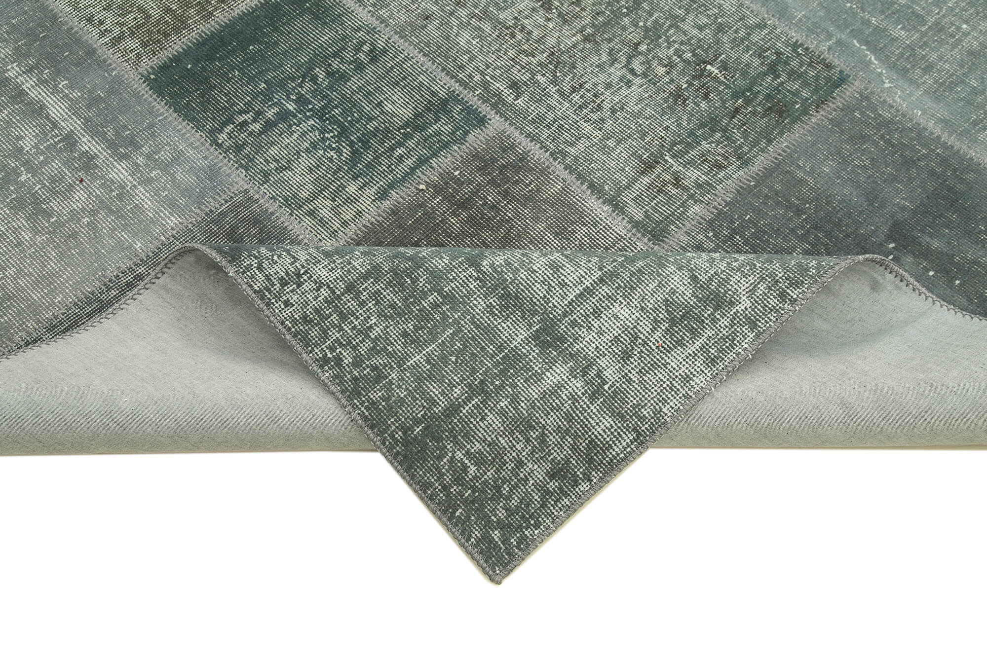 Handmade Patchwork Rug - Kirk Yama Grey Cotton Wool Area Rug 6'7''x9'10''