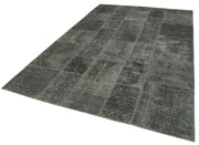 Handmade Wool Area Rug - Kirk Yama Grey Patchwork Rug 6'7'' x 9'10'' Cotton Wool Carpet