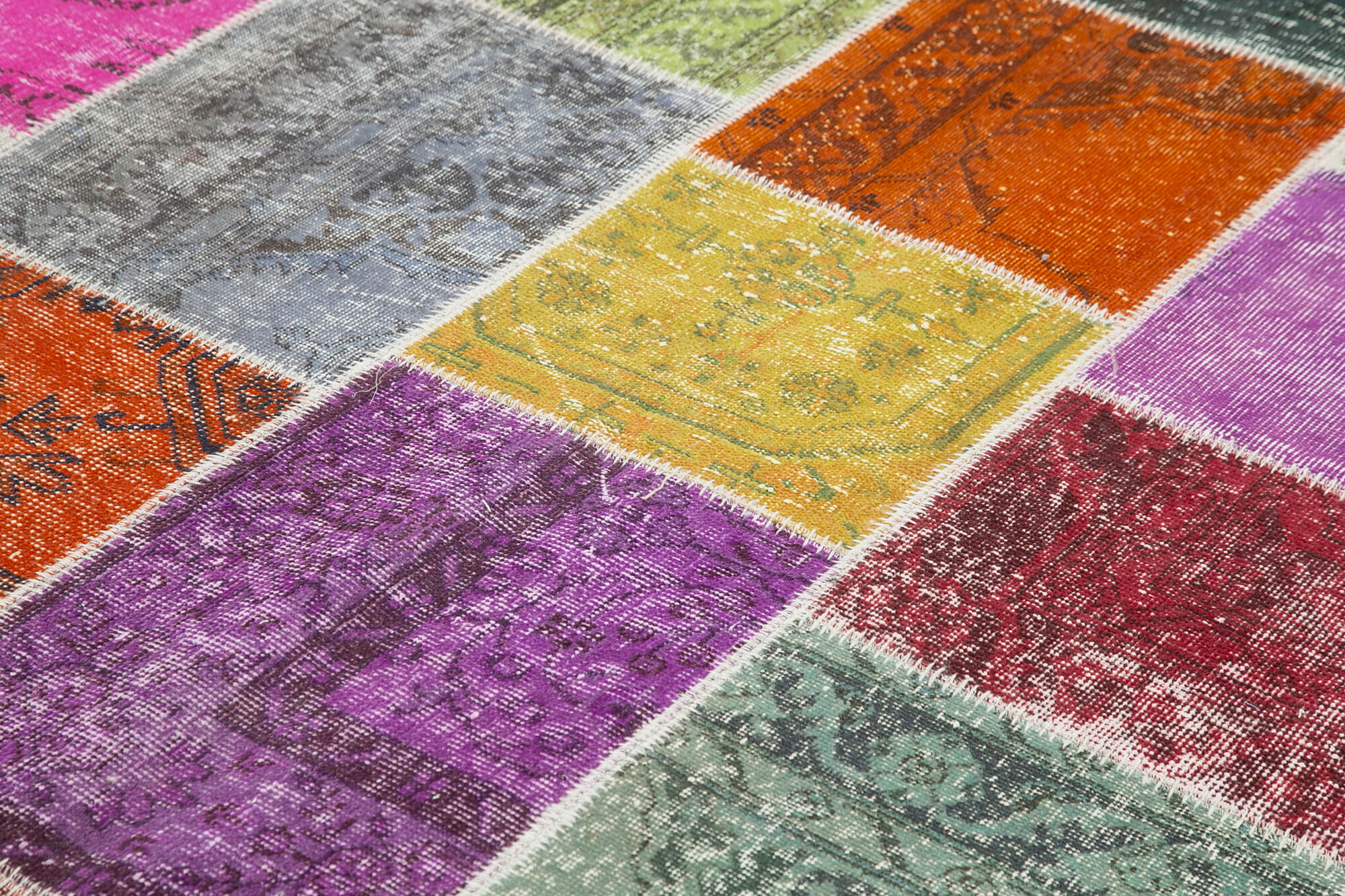 Handmade Patchwork Area Rug - Blue Cotton Wool Rug 6x9 Feet | Artisan Crafted Vintage Style