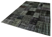 Handmade Patchwork Rug - Kirk Yama Black Cotton Wool Vintage Area Rug 6'6''x9'10''