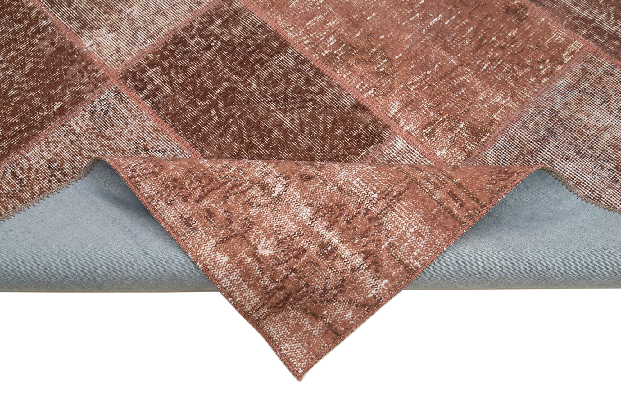 Kirk Yama Brown Patchwork Cotton Wool Handmade Area Rug 6'6'' x 9'10''