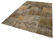 Handmade Patchwork Rug - Brown Patchwork Carpet Cotton Wool Area Rug 6'6''x9'10''