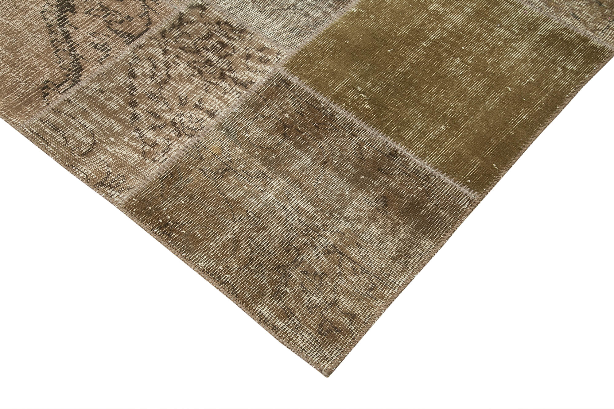 Handmade Patchwork Rug - Brown Patchwork Carpet Cotton Wool Area Rug 6'6''x9'10''