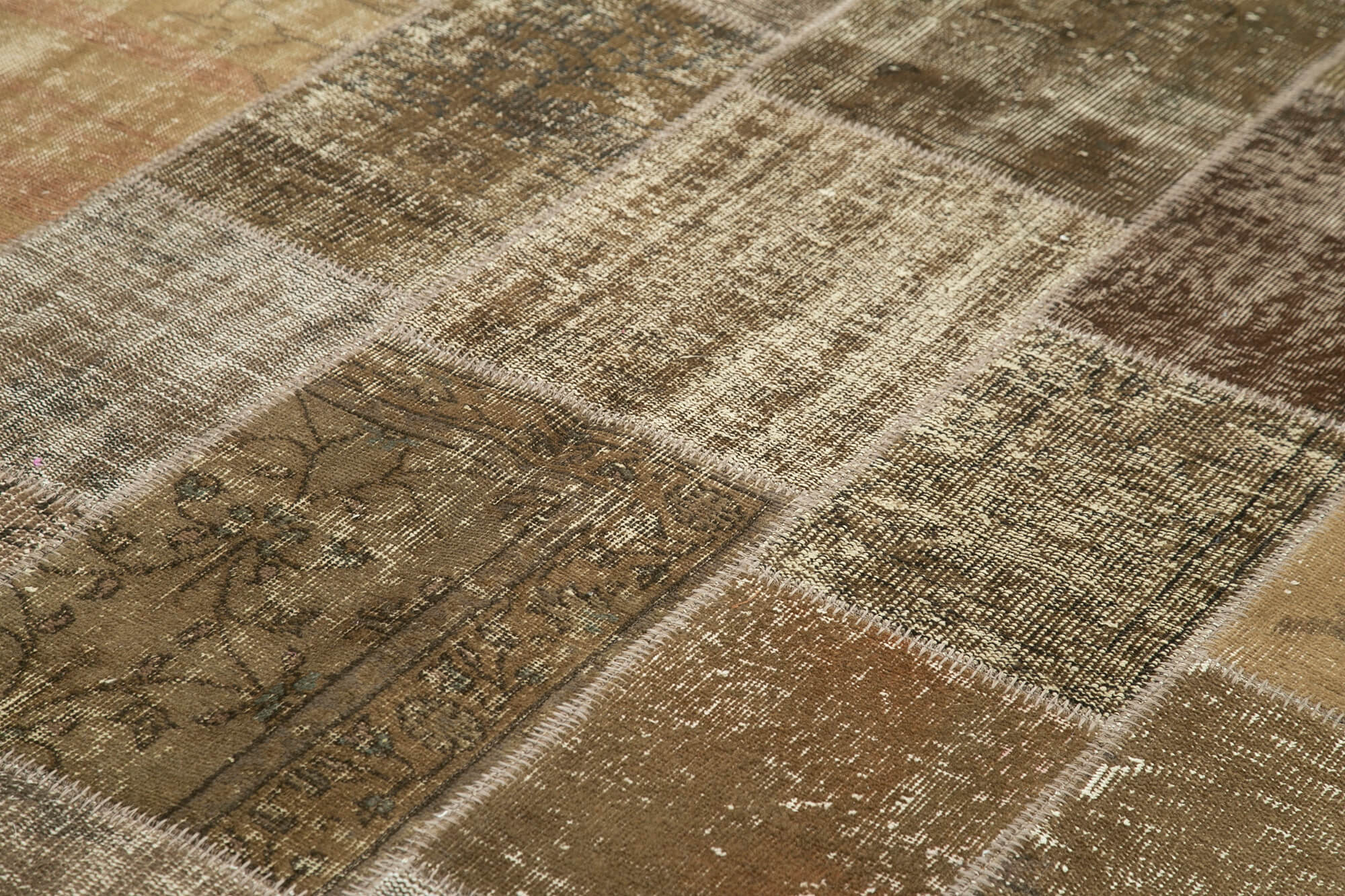 Handmade Patchwork Rug - Brown Patchwork Carpet Cotton Wool Area Rug 6'6''x9'10''