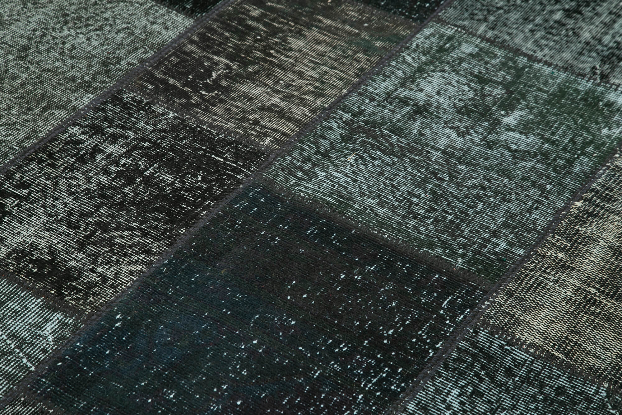 Kirk Yama Black Patchwork Cotton Wool Handmade Area Rug 4'9'' x 6'7''