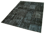 Handmade Area Rug - Kirk Yama Black Patchwork Cotton Wool Rug 4'9''x6'8''