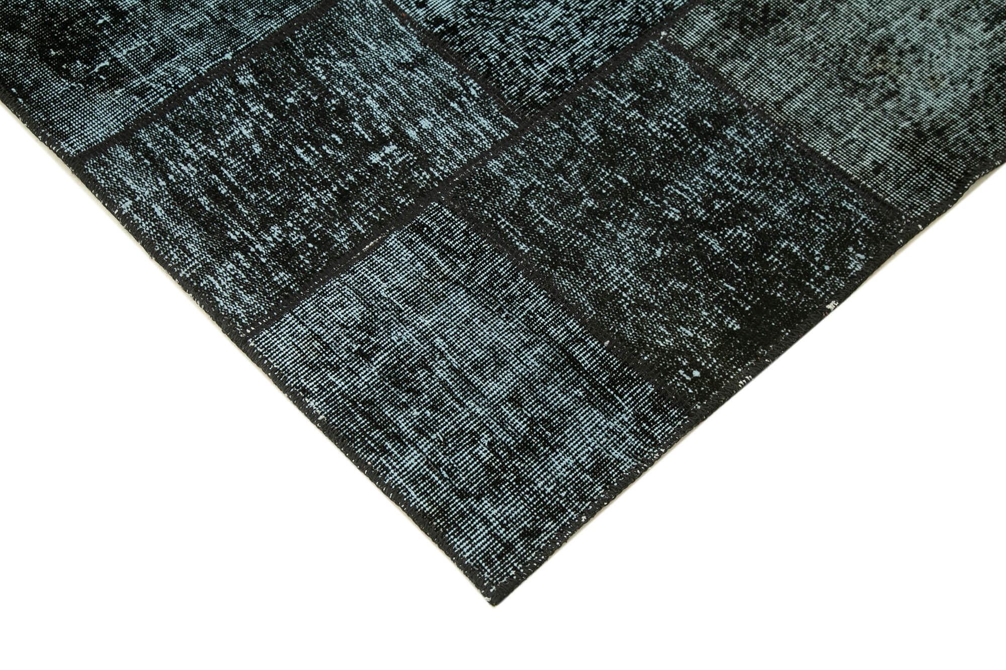 Handmade Area Rug - Kirk Yama Black Patchwork Cotton Wool Rug 4'9''x6'8''