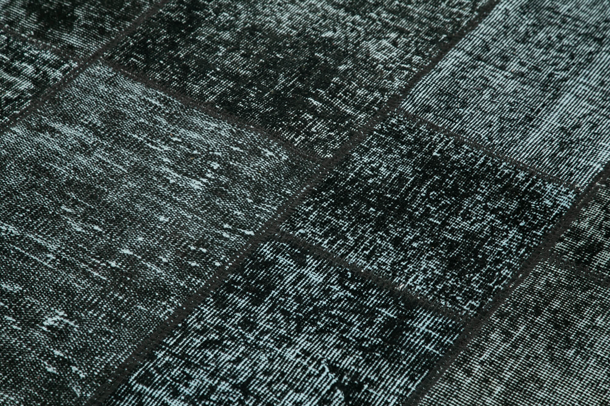 Handmade Area Rug - Kirk Yama Black Patchwork Cotton Wool Rug 4'9''x6'8''