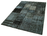 Handmade Patchwork Rug - Black Cotton Wool Vintage Area Rug 4'5'' x 6'8''