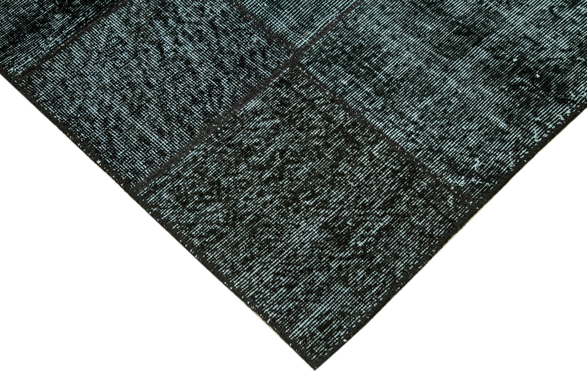 Handmade Patchwork Rug - Black Cotton Wool Vintage Area Rug 4'5'' x 6'8''