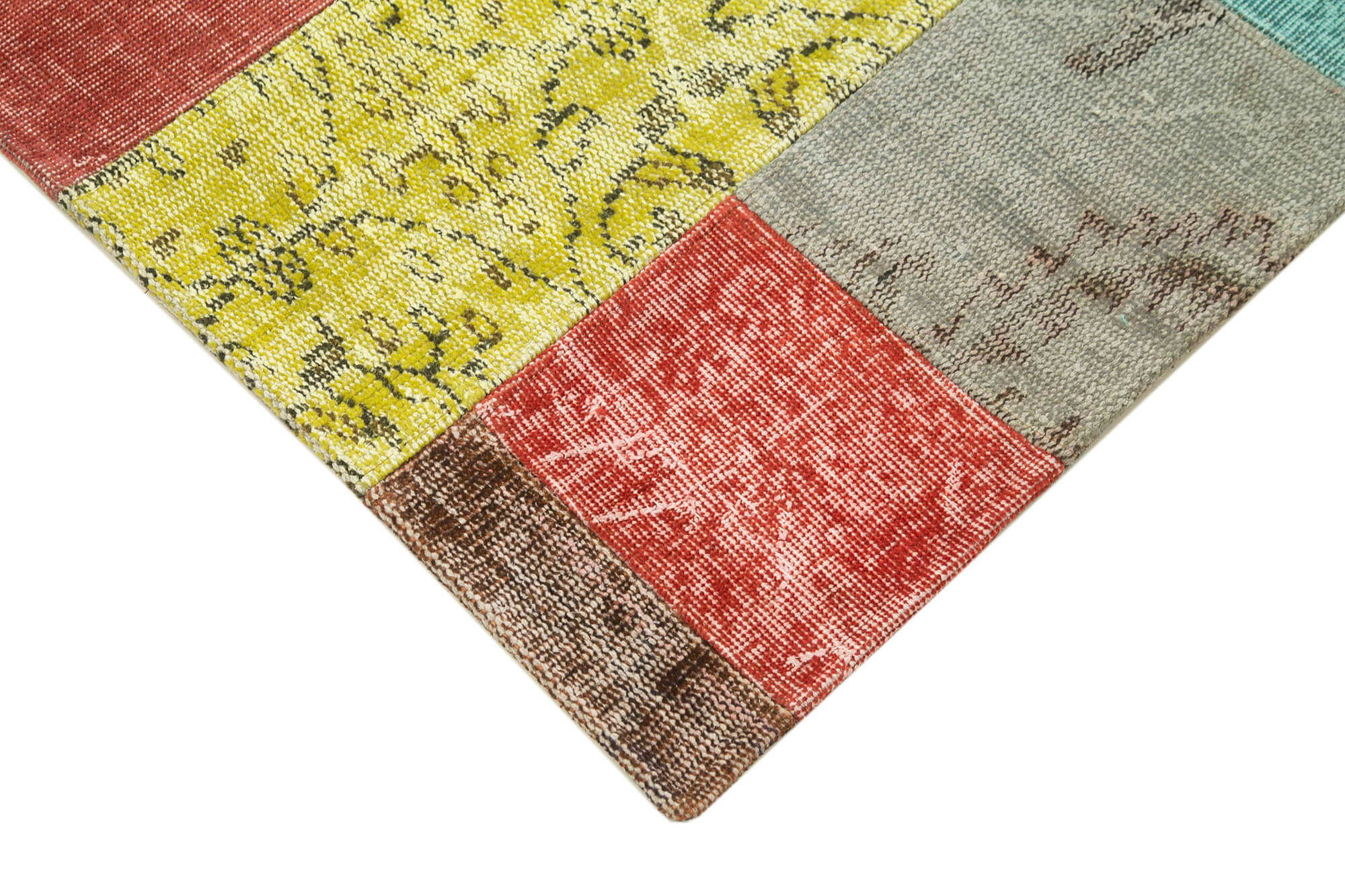 Handmade Area Rug - Blue Patchwork Cotton Wool Soft Wool Floor Rug 4'8''x6'7''