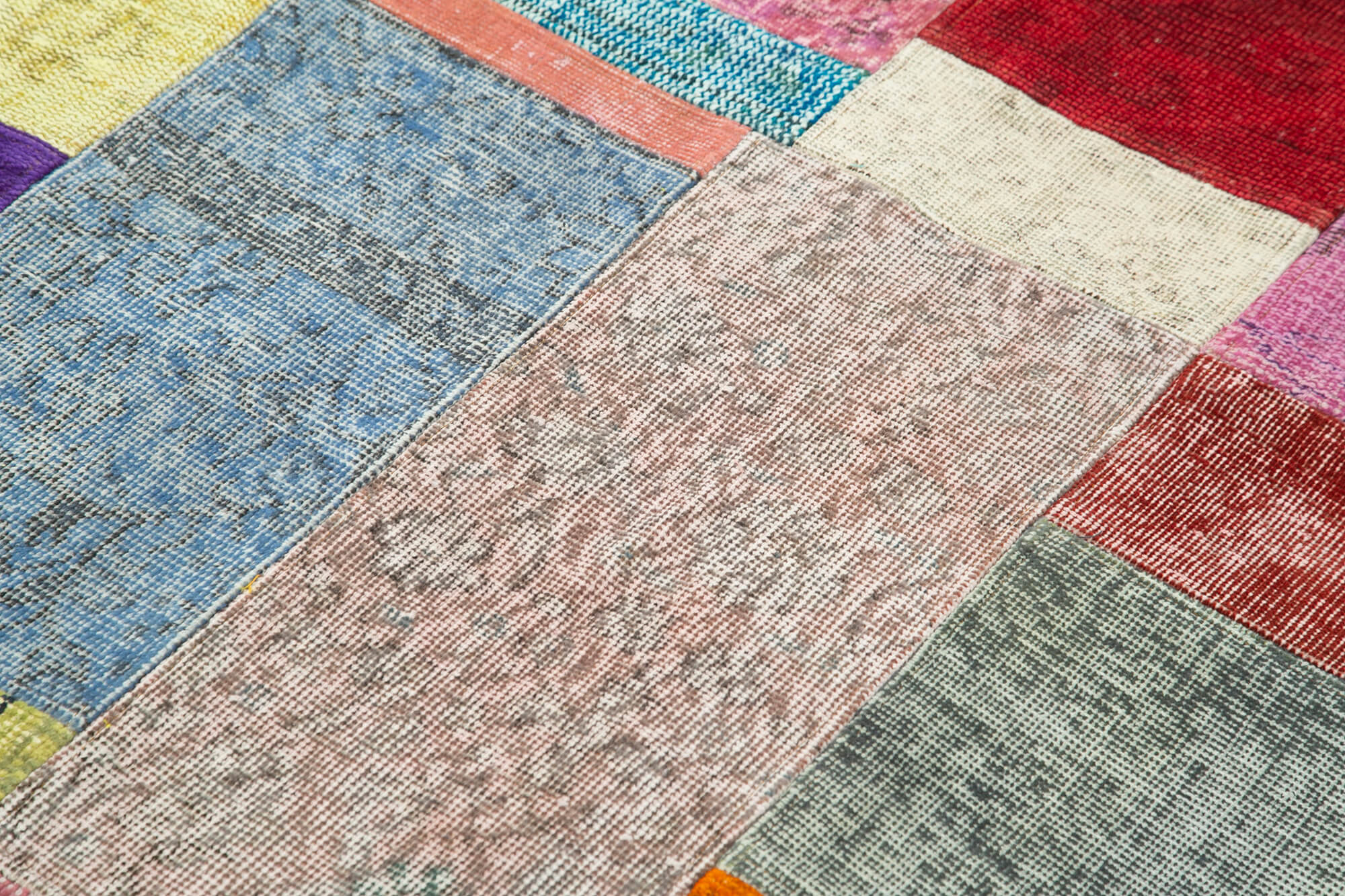 Handmade Area Rug - Blue Patchwork Cotton Wool Soft Wool Floor Rug 4'8''x6'7''