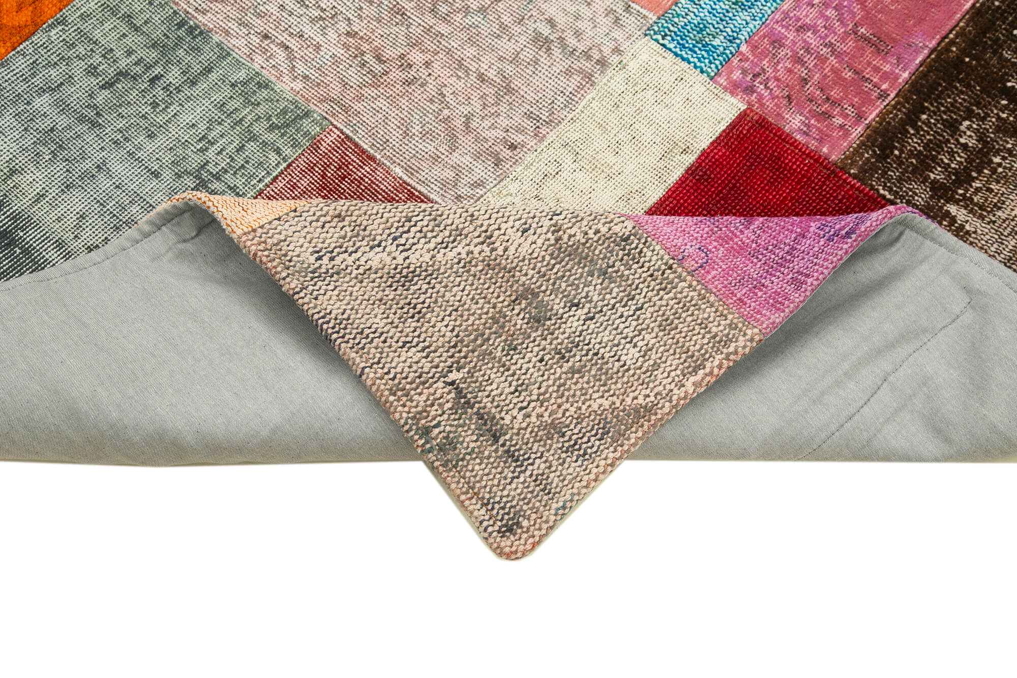 Handmade Area Rug - Blue Patchwork Cotton Wool Soft Wool Floor Rug 4'8''x6'7''