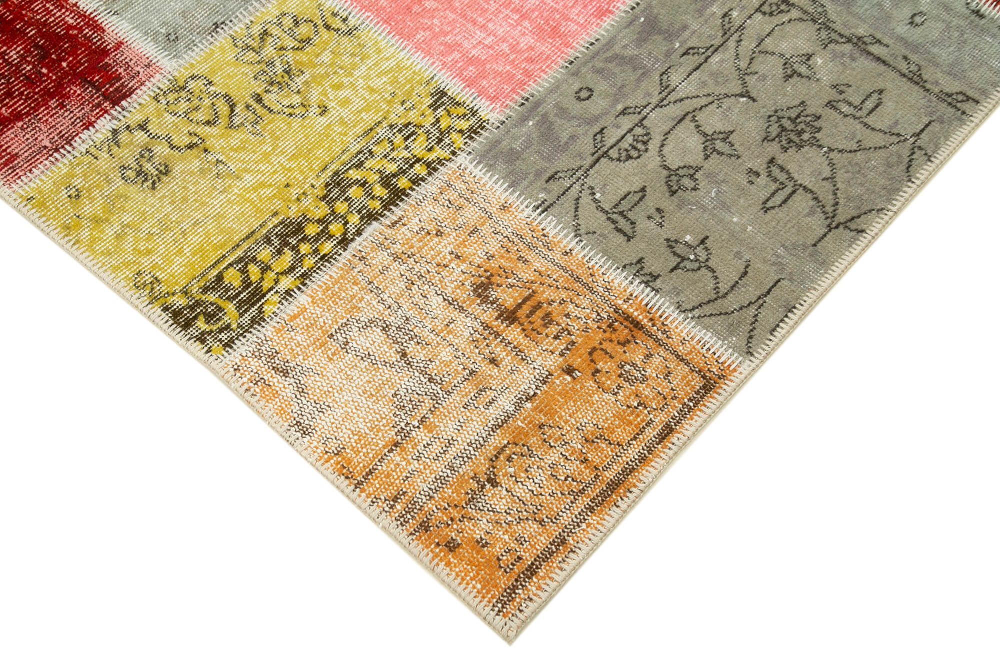 Kirk Yama Blue Patchwork Cotton Wool Handmade Area Rug 4'8'' x 6'6''