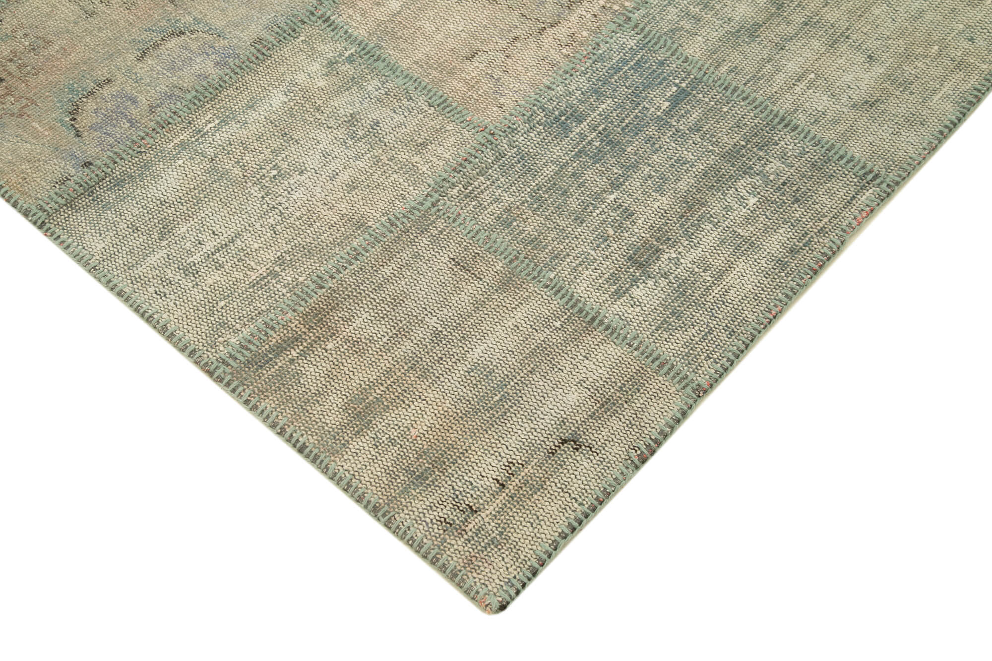 Handmade Patchwork Rug - Kirk Yama Grey Cotton Wool Carpet 4'7''x6'9''