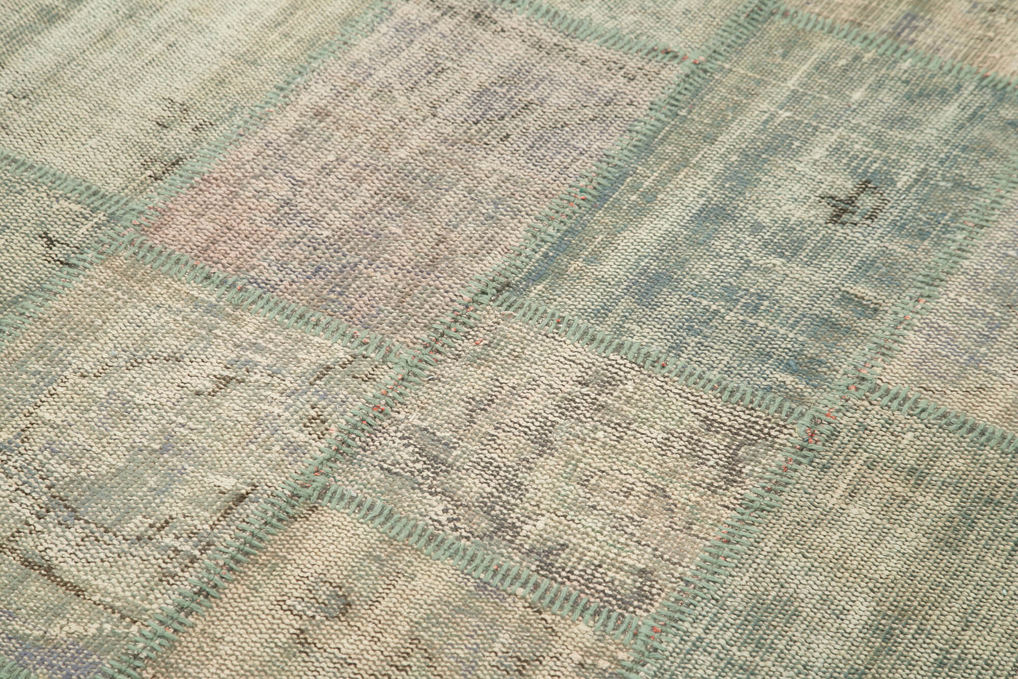 Handmade Patchwork Rug - Kirk Yama Grey Cotton Wool Carpet 4'7''x6'9''