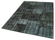 Handmade Area Rug - Kirk Yama Black Patchwork Cotton Wool 4'9''x6'8''