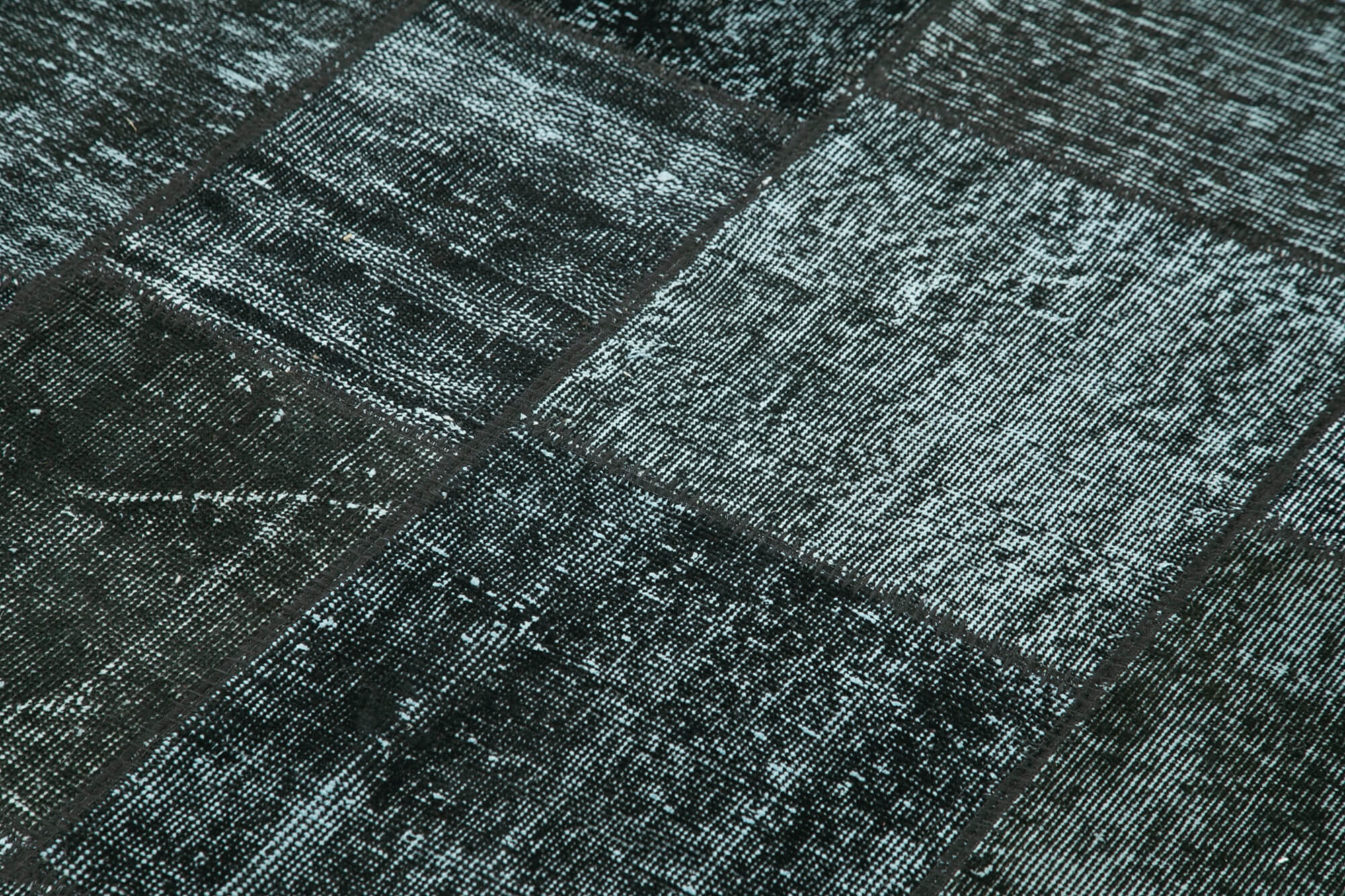Handmade Area Rug - Kirk Yama Black Patchwork Cotton Wool 4'9''x6'8''