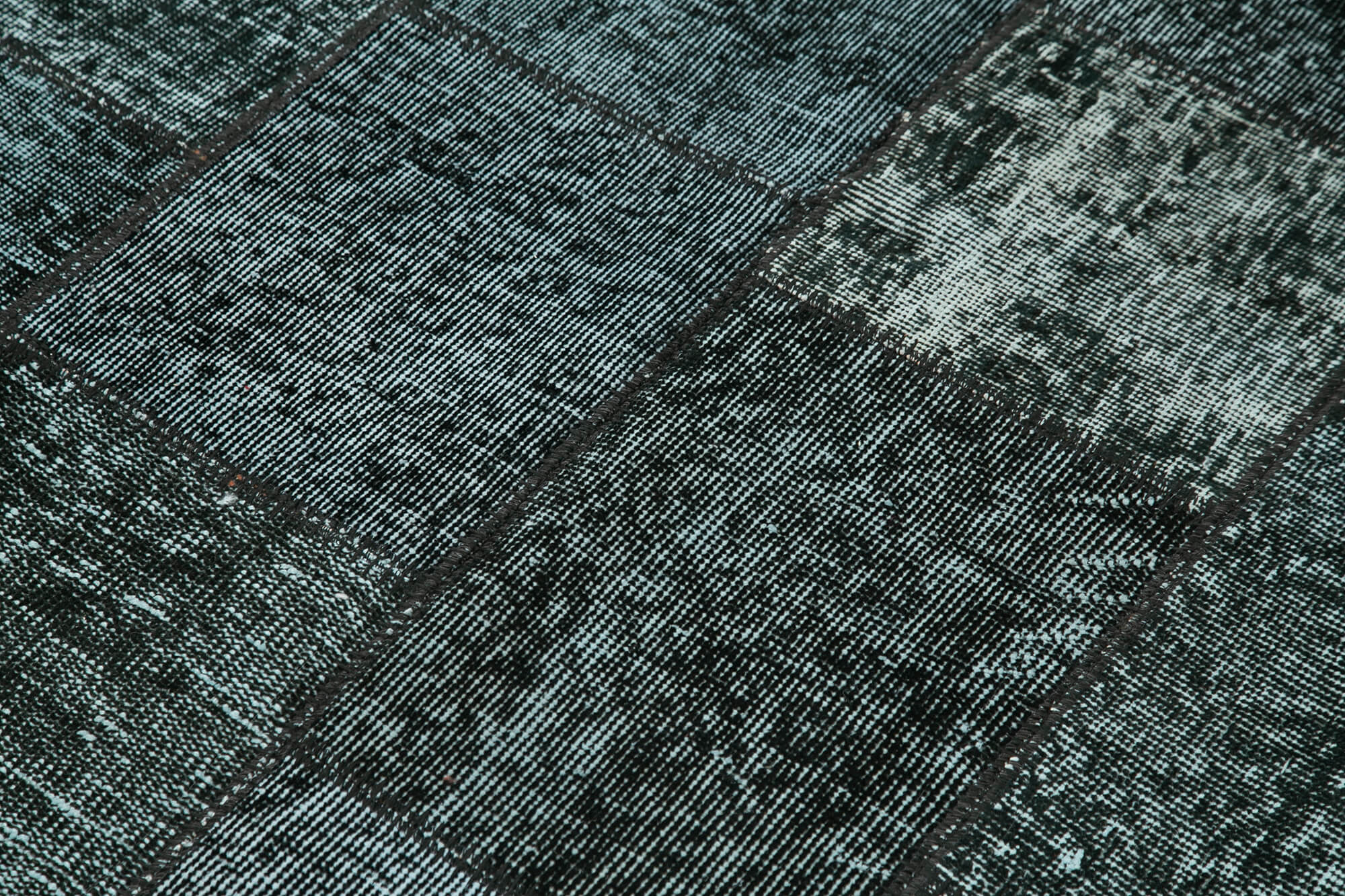 Handmade Area Rug – Black Patchwork Cotton Wool Vintage Handwoven Carpet 4'5''x6'8''