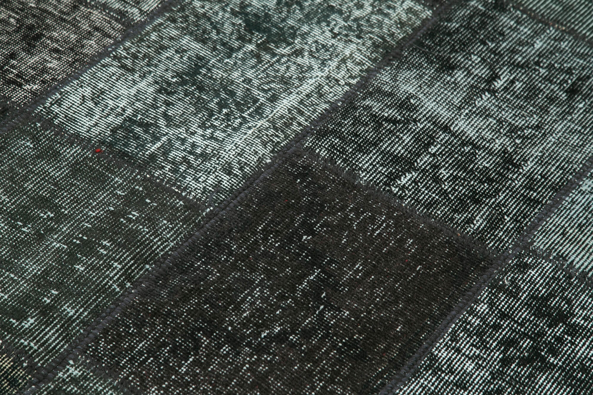 Handmade Patchwork Rug - Black Cotton Wool Vintage Area Rug 4x6 Feet
