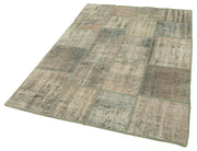 Handmade Area Rug - Kirk Yama Grey Patchwork Cotton Wool Vintage Carpet 4'7''x6'8''